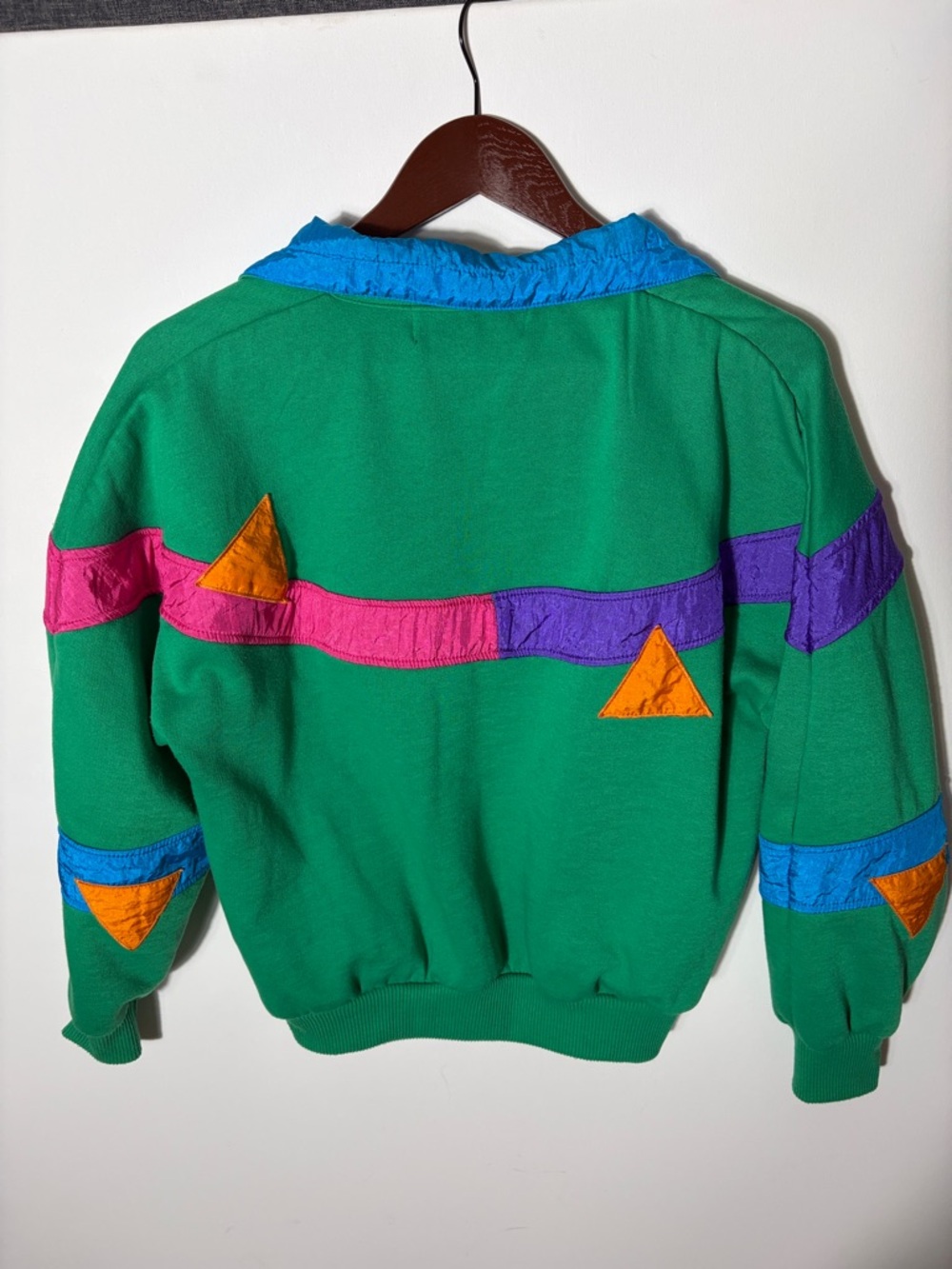 Vintage 80s 90s Geometric Colorblock Sweatshirt Petite Retro - Picture 3 of 3